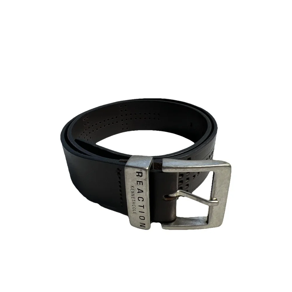 Reaction Kenneth Cole Dress Belt Brown  Mens Sz M 32 Y2K Punched Whole
